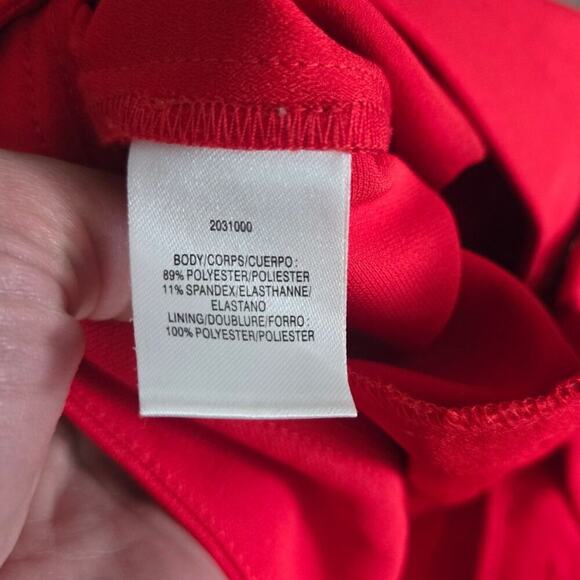 Halston Lipstick Red High Rise Wide Leg Pleated Pants Size 8 - Picture 6 of 7